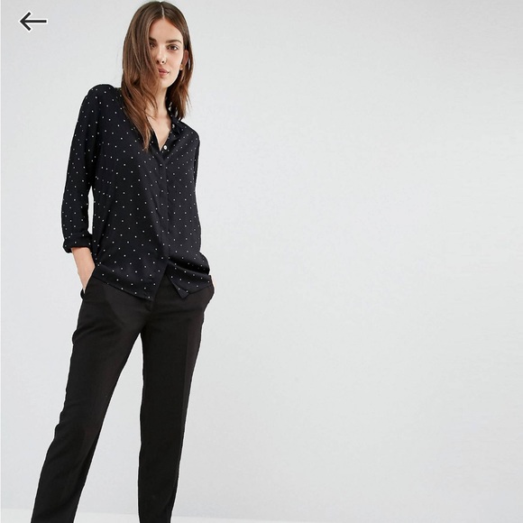 Black button up shirt. Polka dots Long sleeve dot shirt. Brand:Y.A.S from ASOS. - Picture 5 of 5